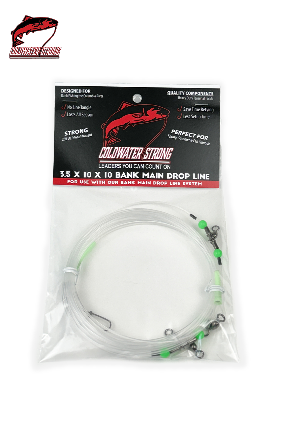 Wobbler Main Line Drop Leader 3.5x10x10 Bank Leader - Coldwater Strong