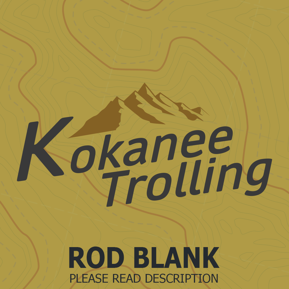 Kokanee Trolling logo with mountain graphic on a yellow background