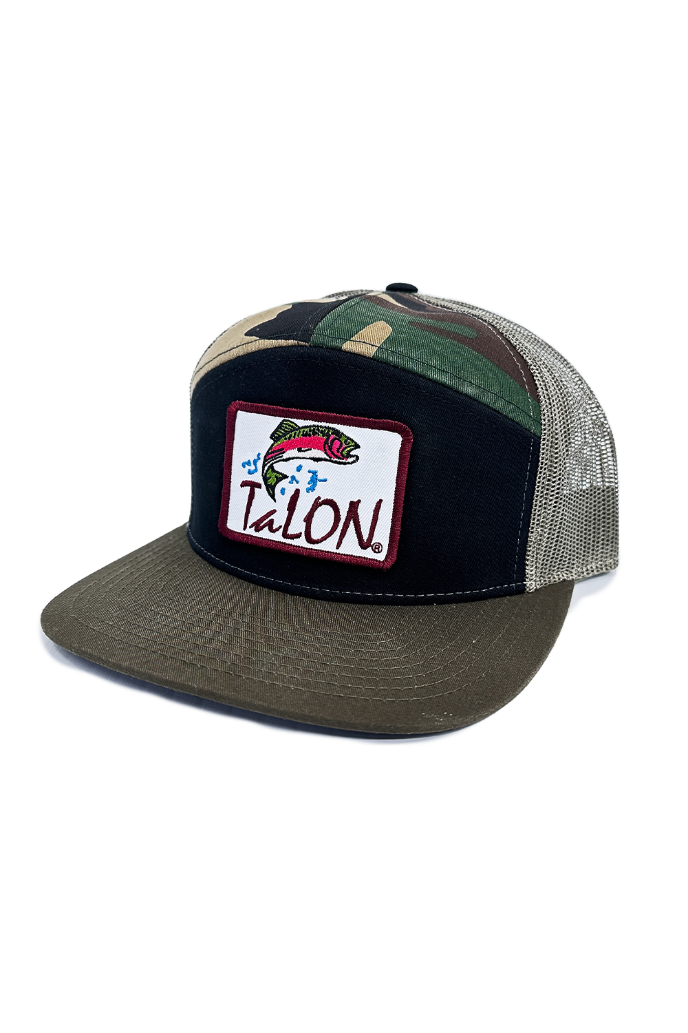 Talon Fish On Hat • Black/Green Camo/Green