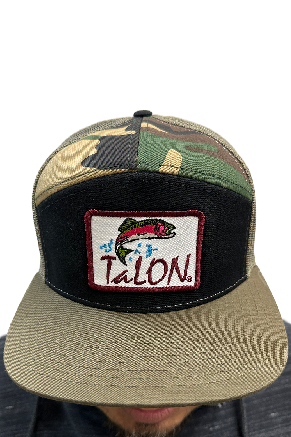 Talon Fish On Hat • Black/Green Camo/Green